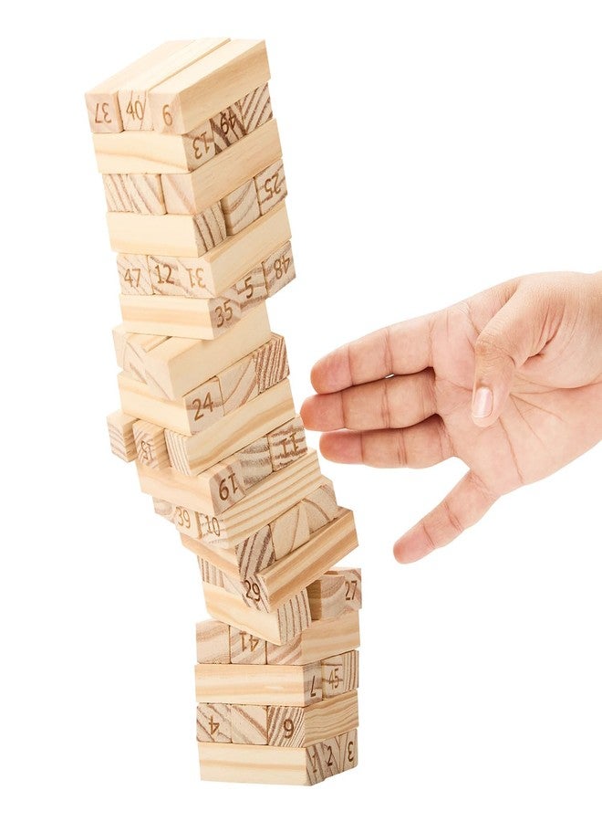 Outlanders® Wooden Block Stacking Tower Game | Tumbling Tower,4 Dices | Wooden Building Blocks | Party Game, Birthday Gift for Adults, Multiplayers | 54 Blocks (Kids Edition) - Image 1
